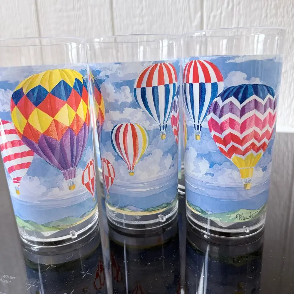 Paul Brent Sakura Evolution Hot Air Balloon Set of 6 Hi-Ball Tumblers 6.25